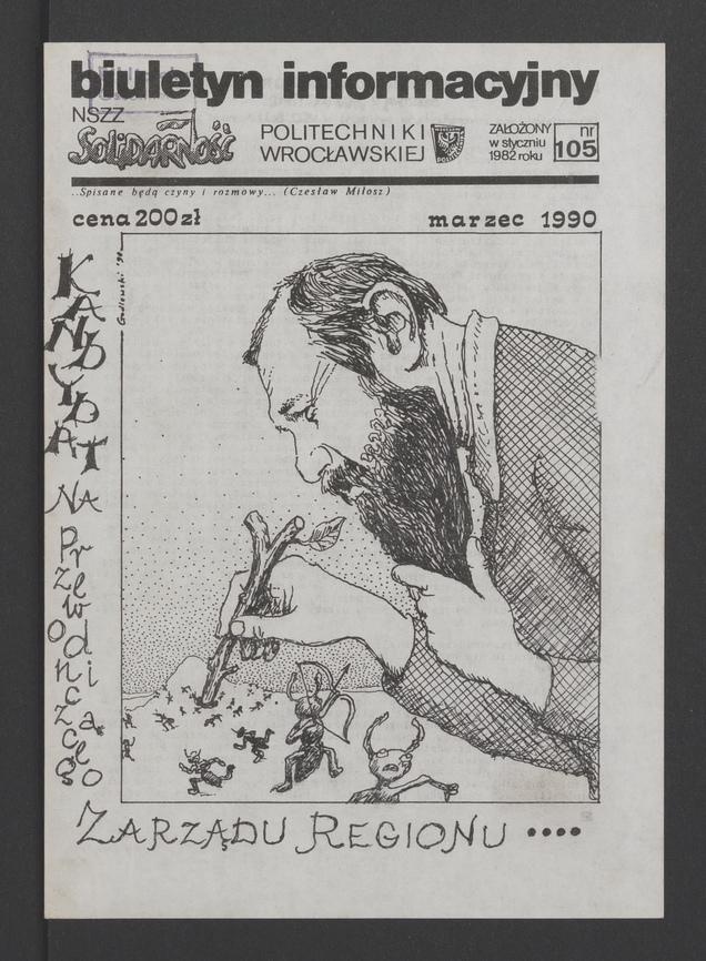 Biuletyn Informacyjny&nbsp;NSZZ &bdquo;Solidarność&rdquo; Politechniki Wrocławskiej. 1989, numer&nbsp;105
