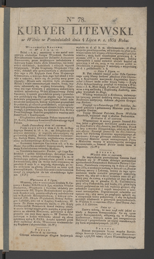 Kuryer Litewski. 1832, numer&nbsp;78