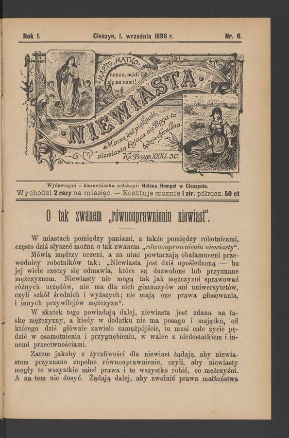 Niewiasta. Rok&nbsp;1, 1896, numer&nbsp;6