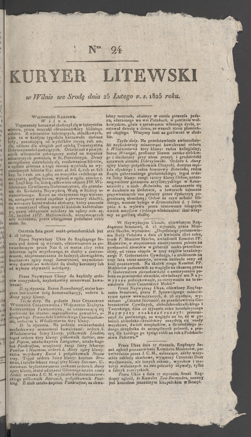 Kuryer Litewski. 1825, numer&nbsp;24
