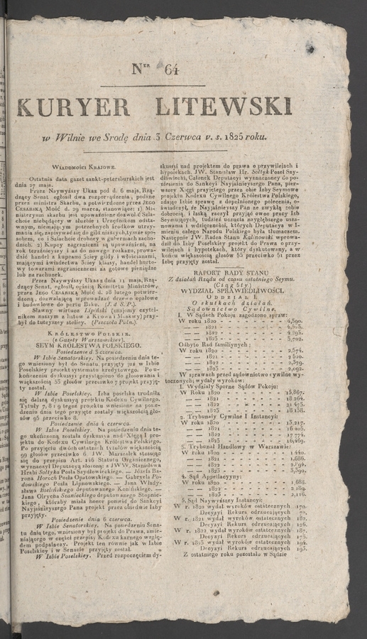 Kuryer Litewski. 1825, numer&nbsp;64