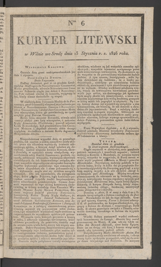 Kuryer Litewski. 1826, numer&nbsp;6