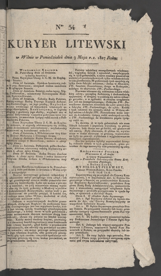 Kuryer Litewski. 1827, numer&nbsp;54