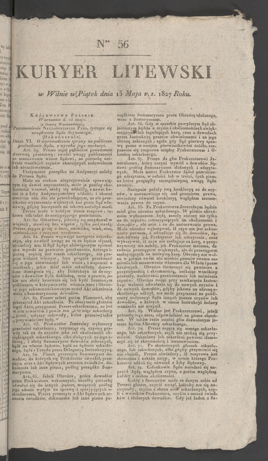 Kuryer Litewski. 1827, numer 56