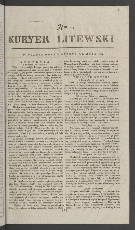 Kuryer Litewski. 1812, numero&nbsp;10