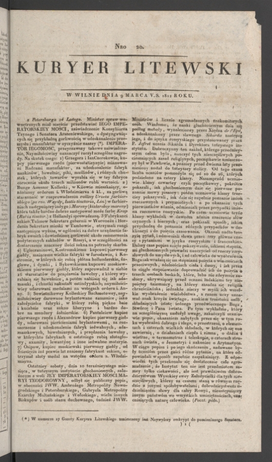 Kuryer Litewski. 1812, numero&nbsp;20