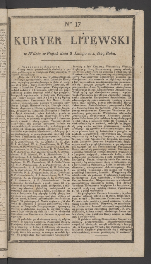 Kuryer Litewski. 1829, numer&nbsp;17