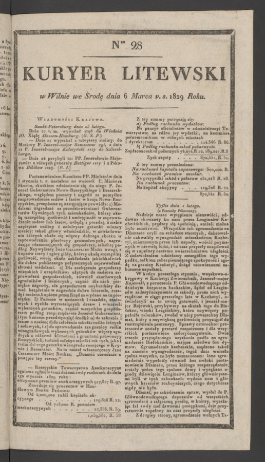 Kuryer Litewski. 1829, numer&nbsp;28