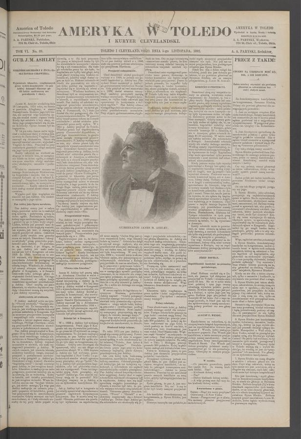 Ameryka w&nbsp;Toledo i&nbsp;Kuryer Clevelandski. Tom&nbsp;6, 1892, numer&nbsp;89