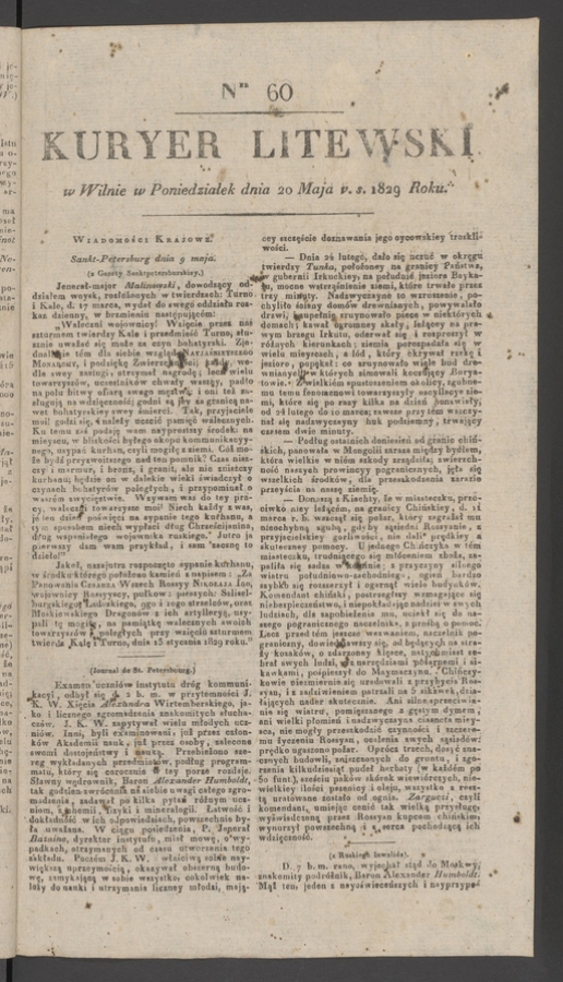 Kuryer Litewski. 1829, numer&nbsp;60