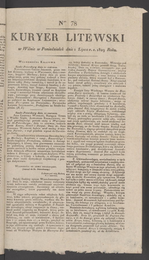 Kuryer Litewski. 1829, numer&nbsp;78