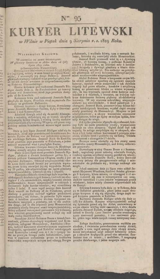 Kuryer Litewski. 1829, numer&nbsp;95