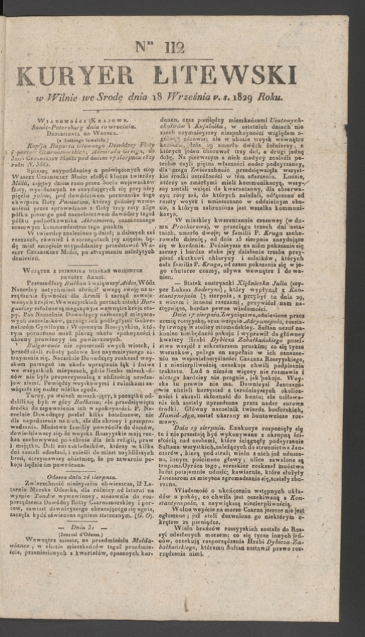 Kuryer Litewski. 1829, numer&nbsp;112