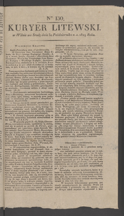 Kuryer Litewski. 1829, numer&nbsp;130