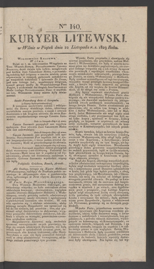 Kuryer Litewski. 1829, numer&nbsp;140