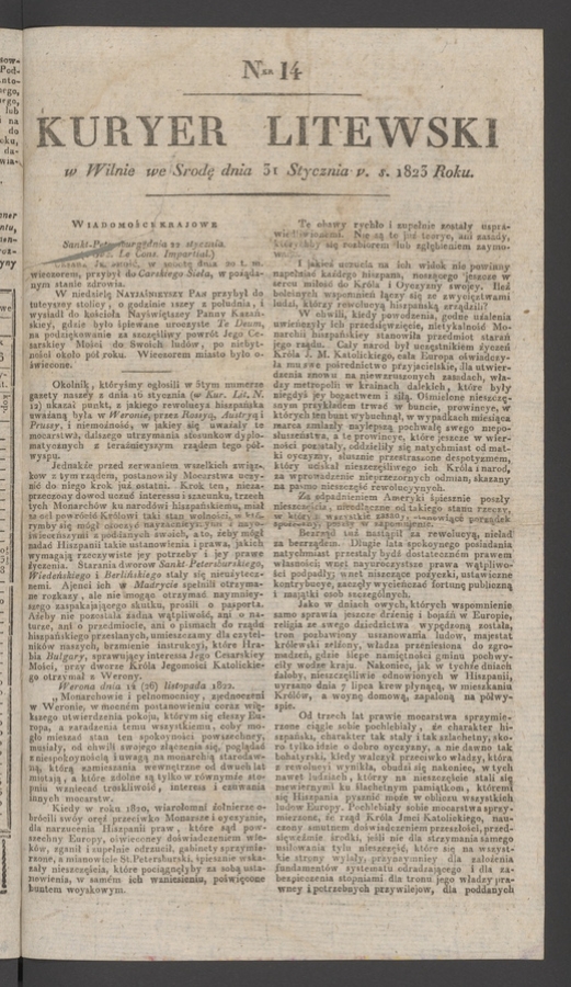 Kuryer Litewski. 1823, numer 14