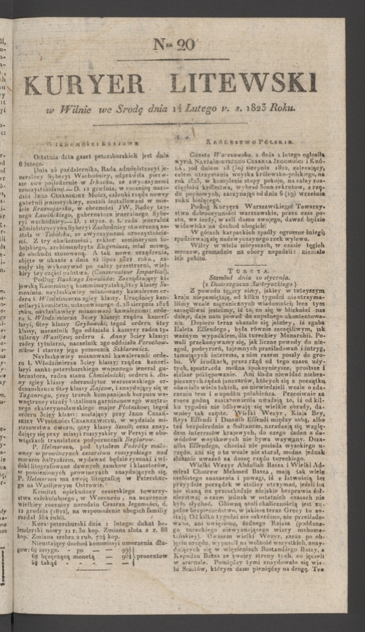 Kuryer Litewski. 1823, numer 20