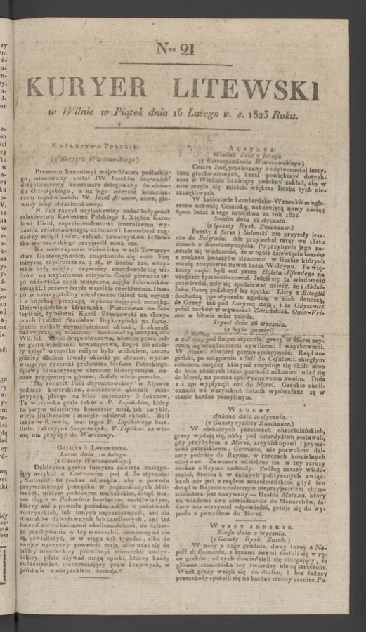 Kuryer Litewski. 1823, numer 21