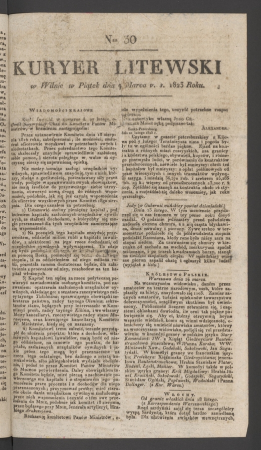 Kuryer Litewski. 1823, numer 30