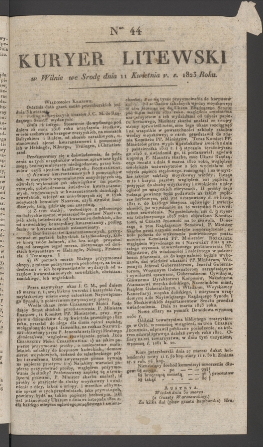 Kuryer Litewski. 1823, numer 44