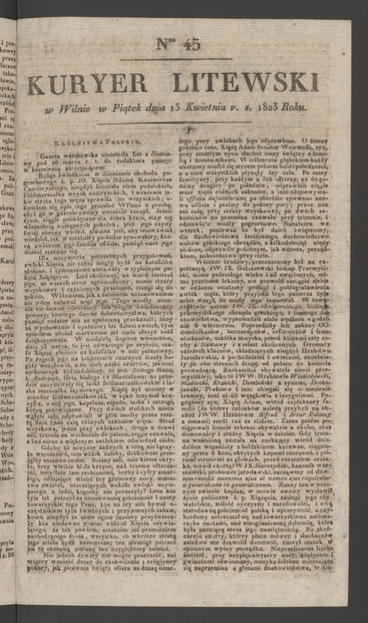 Kuryer Litewski. 1823, numer 45