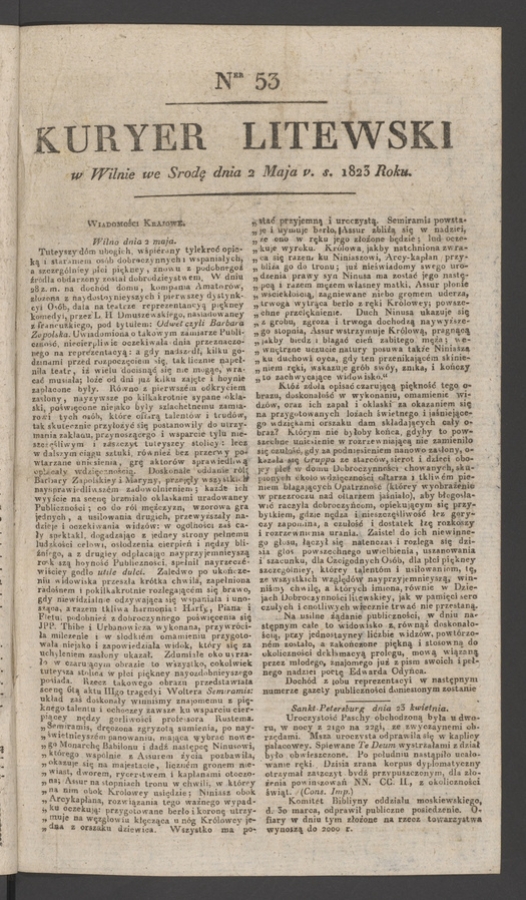 Kuryer Litewski. 1823, numer&nbsp;53