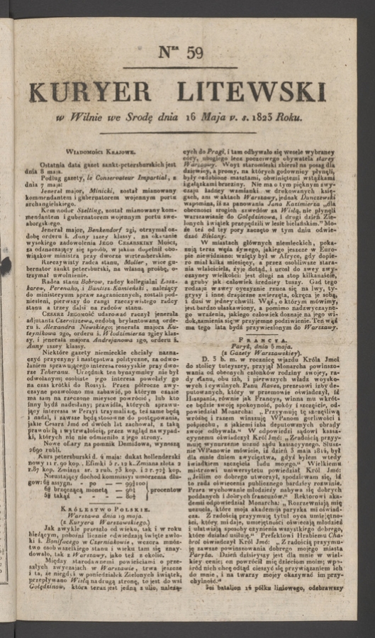 Kuryer Litewski. 1823, numer 59