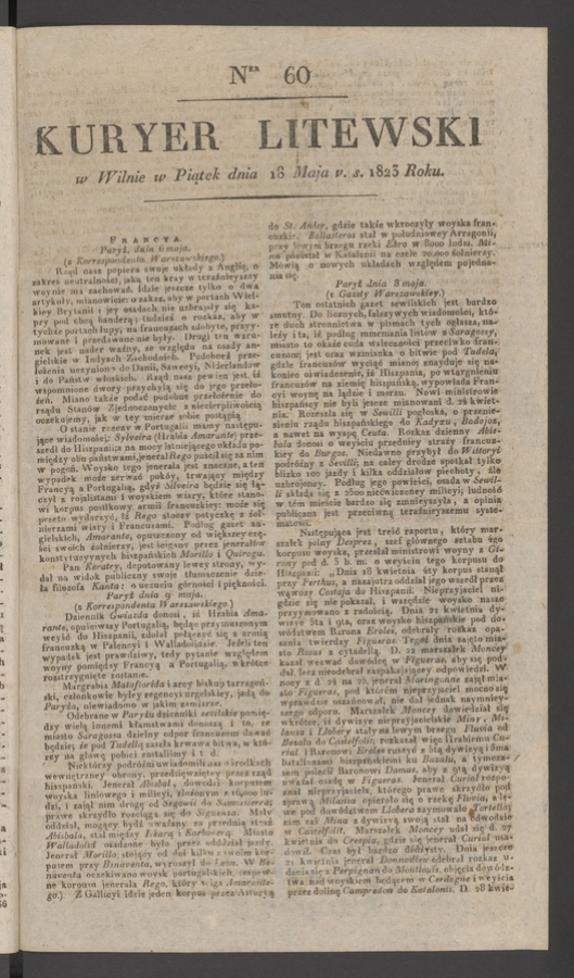 Kuryer Litewski. 1823, numer 60