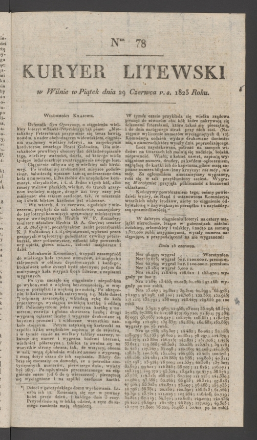 Kuryer Litewski. 1823, numer 78