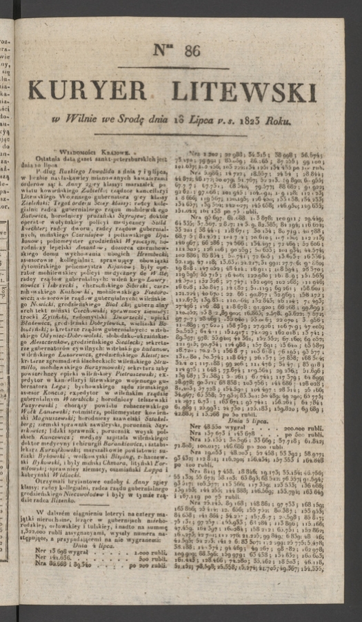 Kuryer Litewski. 1823, numer 86