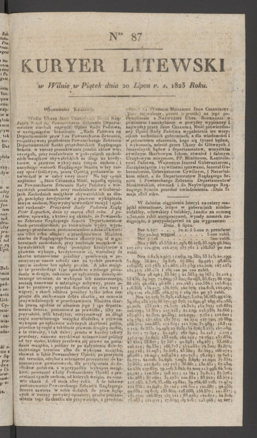 Kuryer Litewski. 1823, numer 87