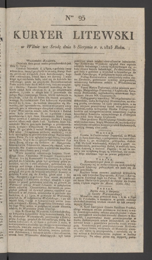 Kuryer Litewski. 1823, numer 95
