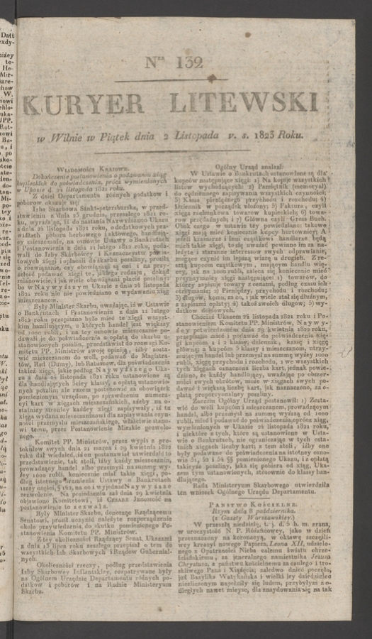 Kuryer Litewski. 1823, numer 132