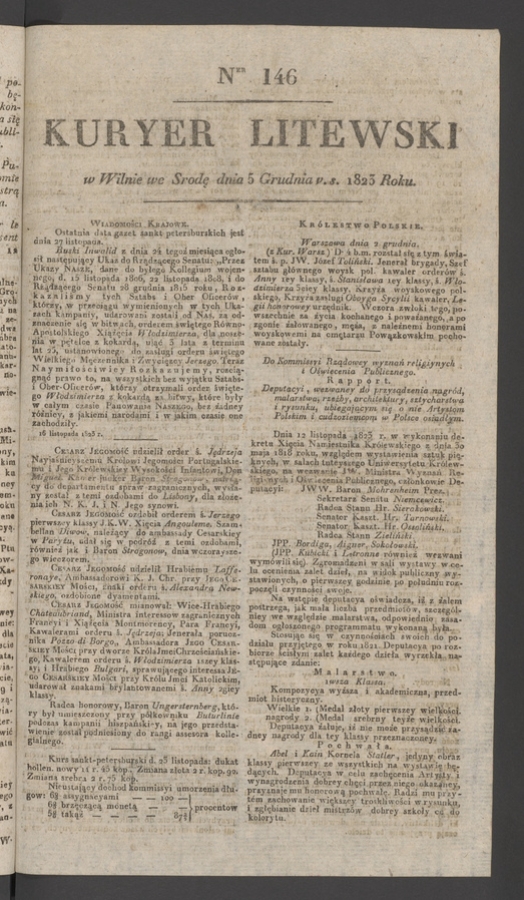 Kuryer Litewski. 1823, numer 146
