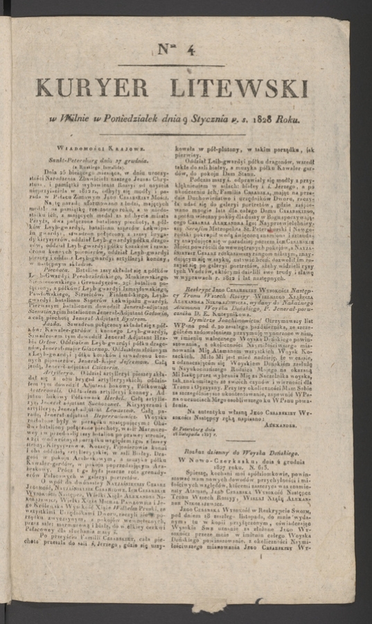 Kuryer Litewski. 1828, numer&nbsp;4