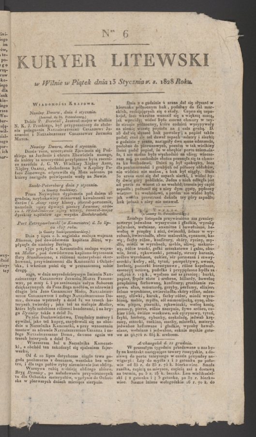 Kuryer Litewski. 1828, numer&nbsp;6
