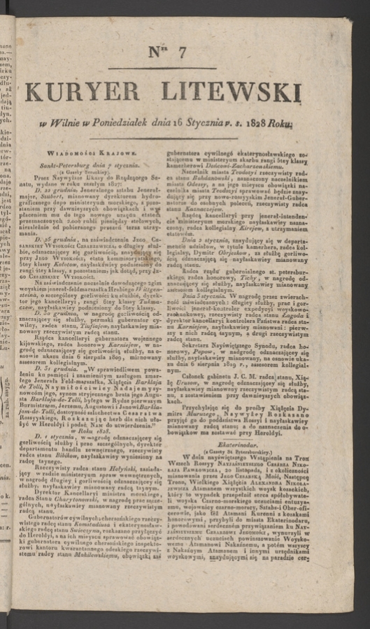 Kuryer Litewski. 1828, numer&nbsp;7