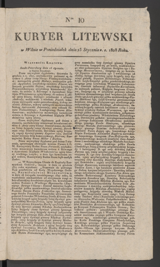 Kuryer Litewski. 1828, numer&nbsp;10