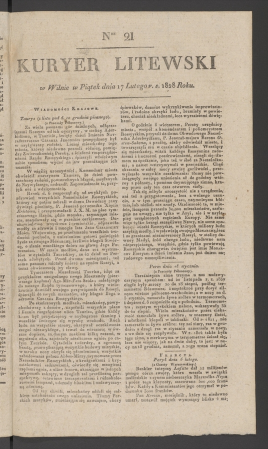 Kuryer Litewski. 1828, numer&nbsp;21