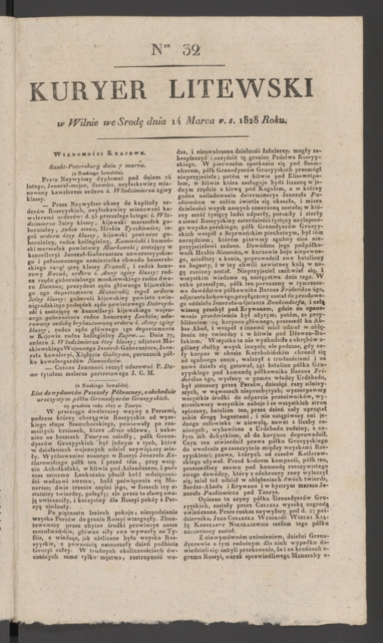 Kuryer Litewski. 1828, numer&nbsp;32
