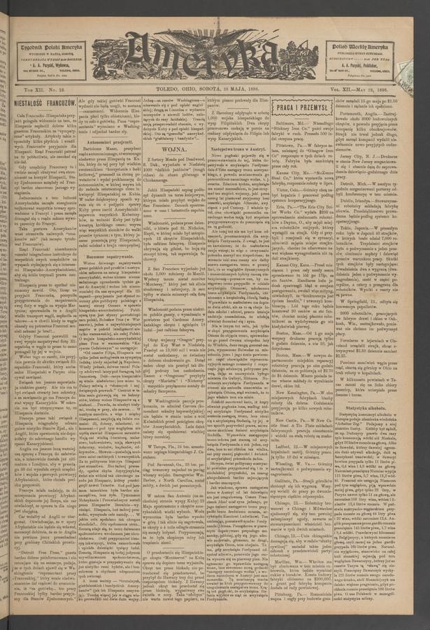 Ameryka. Tom&nbsp;12, 1898, numer&nbsp;22