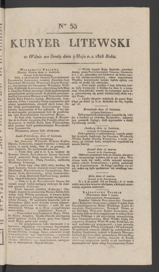 Kuryer Litewski. 1828, numer&nbsp;53