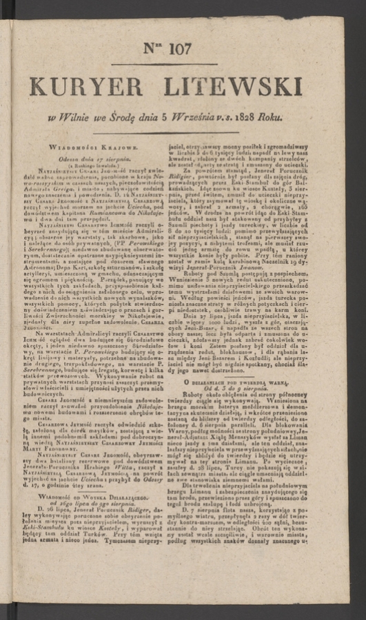 Kuryer Litewski. 1828, numer&nbsp;107