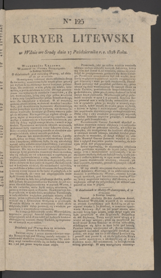 Kuryer Litewski. 1828, numer&nbsp;125