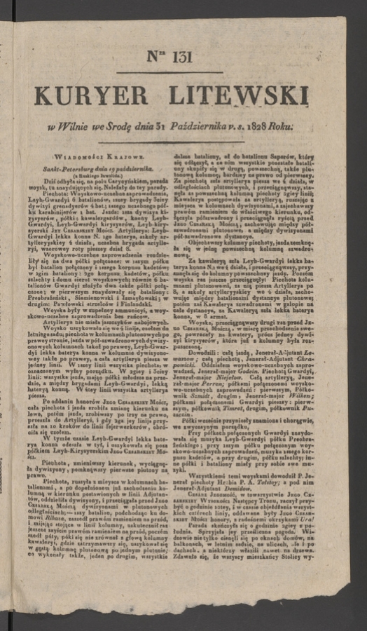 Kuryer Litewski. 1828, numer&nbsp;131