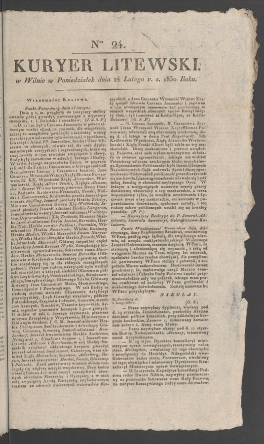Kuryer Litewski. 1830, numer&nbsp;24