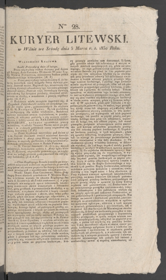 Kuryer Litewski. 1830, numer&nbsp;28