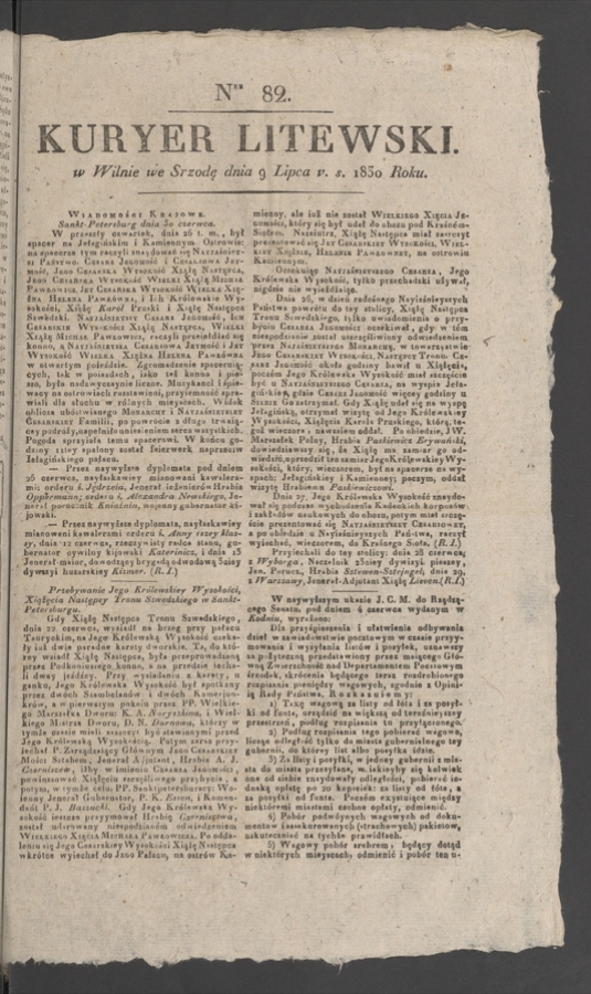 Kuryer Litewski. 1830, numer&nbsp;82