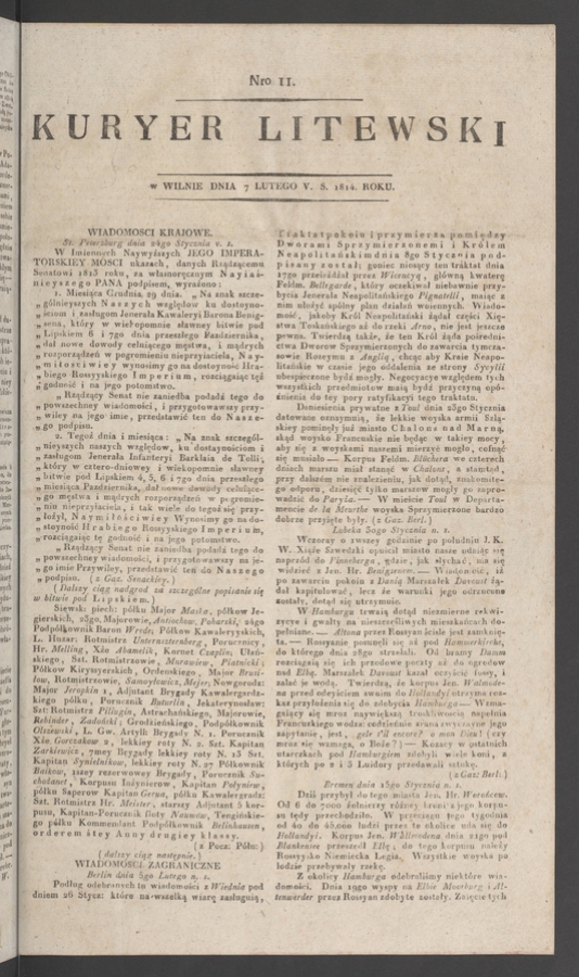 Kuryer Litewski. 1814, numero&nbsp;11
