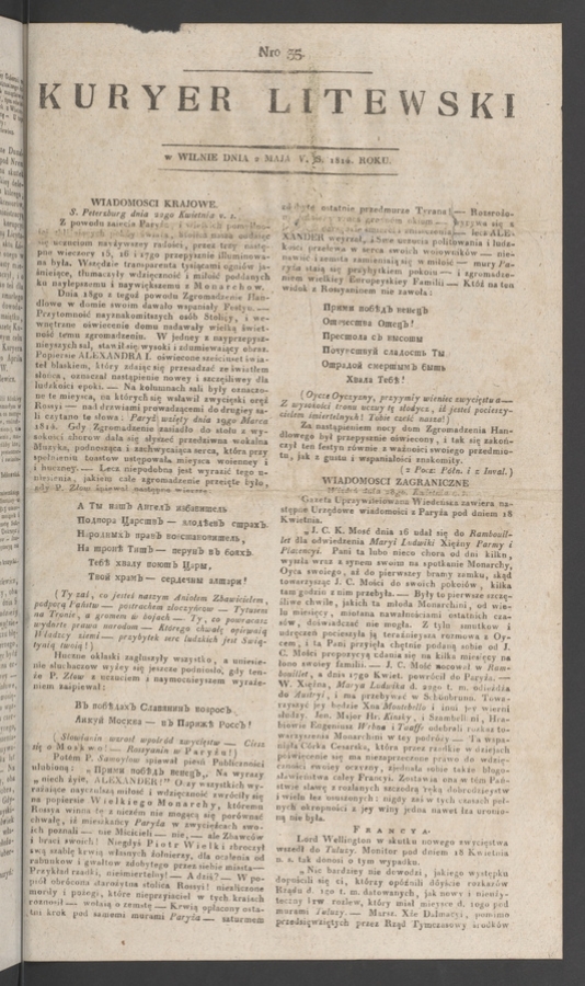 Kuryer Litewski. 1814, numero 35